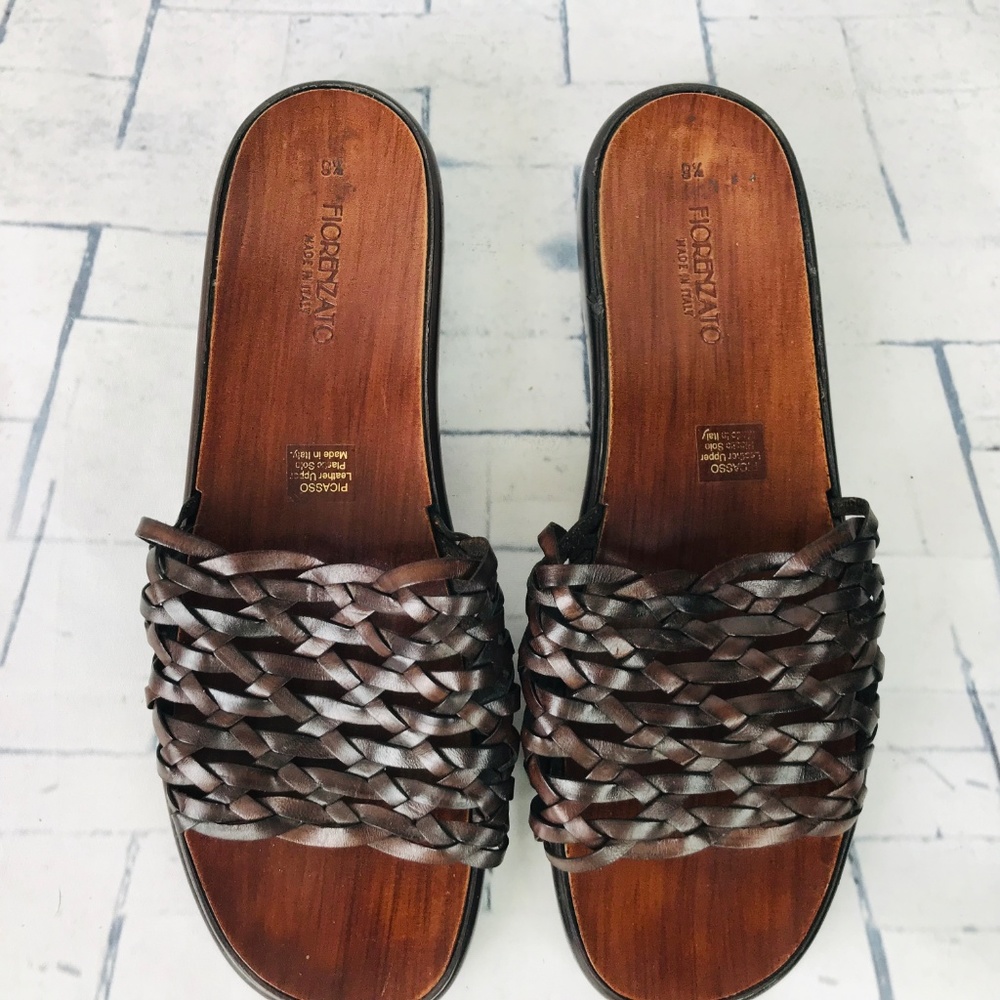 FIORENZATO PICASSO Made Italy Leather Slides EUC - Picture 3 of 8